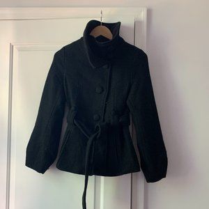 H&M (size 6) black cowl neck peacoat